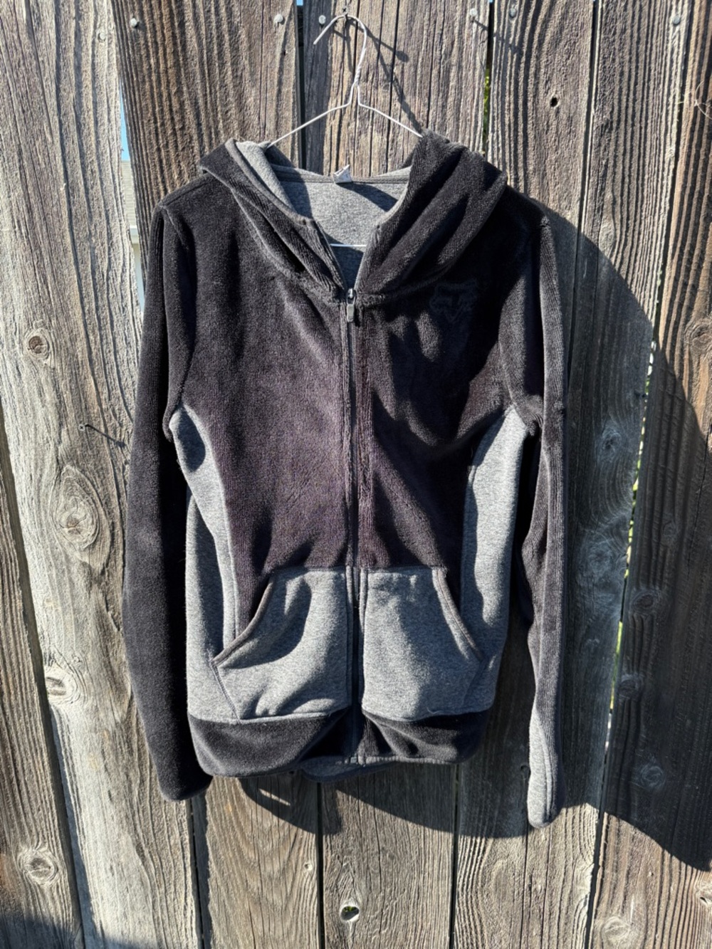 Fox Two-Tone Fleece Zip Hoodie Jacket - Gray & Black